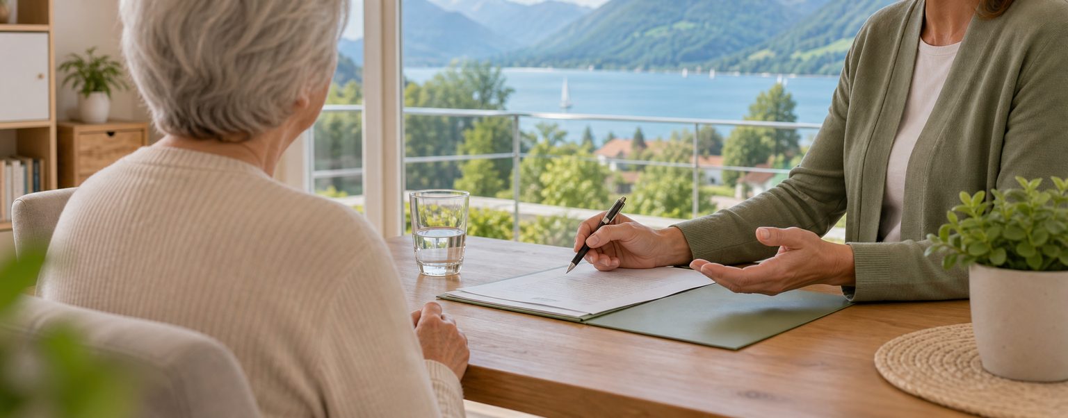 Vertrauensvolle Pflegeberatung am Tegernsee ohne erkennbare Gesichter